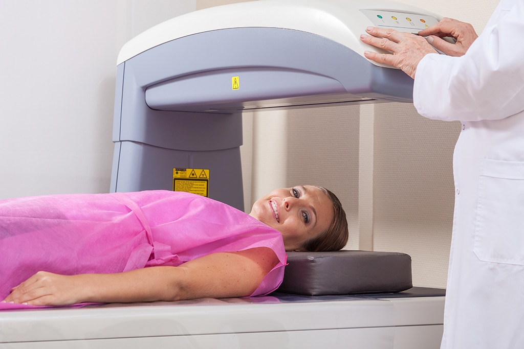 Woman Smiling Before Her DEXA Scan Study Starts