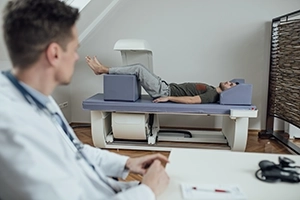 Man Undergoing Bone Density DEXA Scan